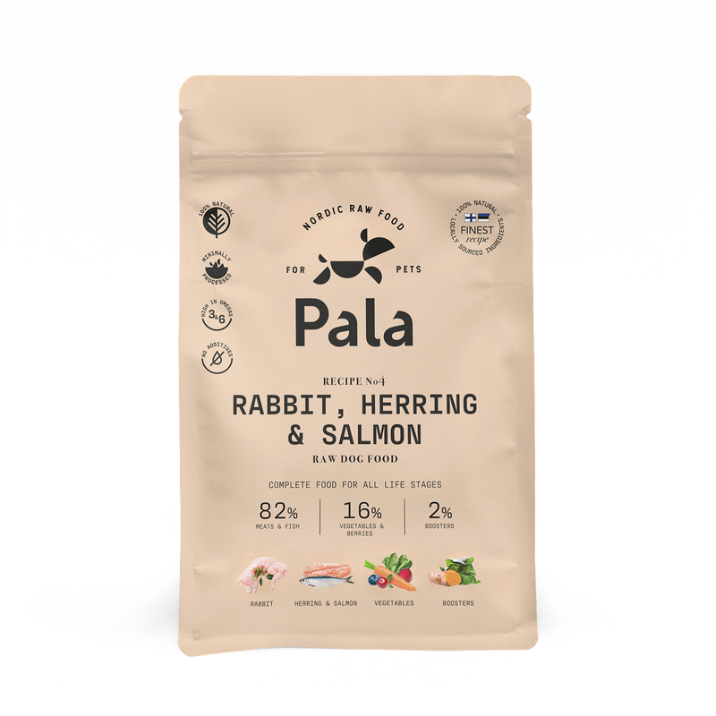 PALA gedroogd hondenvoer - recept # 4 Konijn, Haring & Zalm